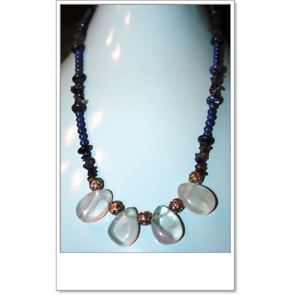 Hand made Aquamarin and Lapis Lazuli necklace